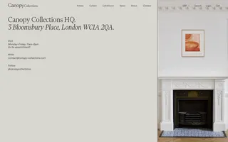 Canopy Collections homepage website preview