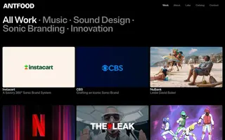 Antfood homepage website preview