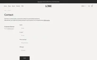 Lobie homepage website preview