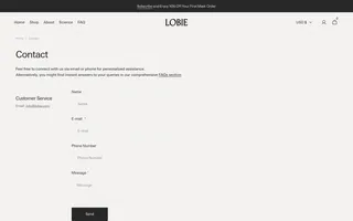 Lobie homepage website preview