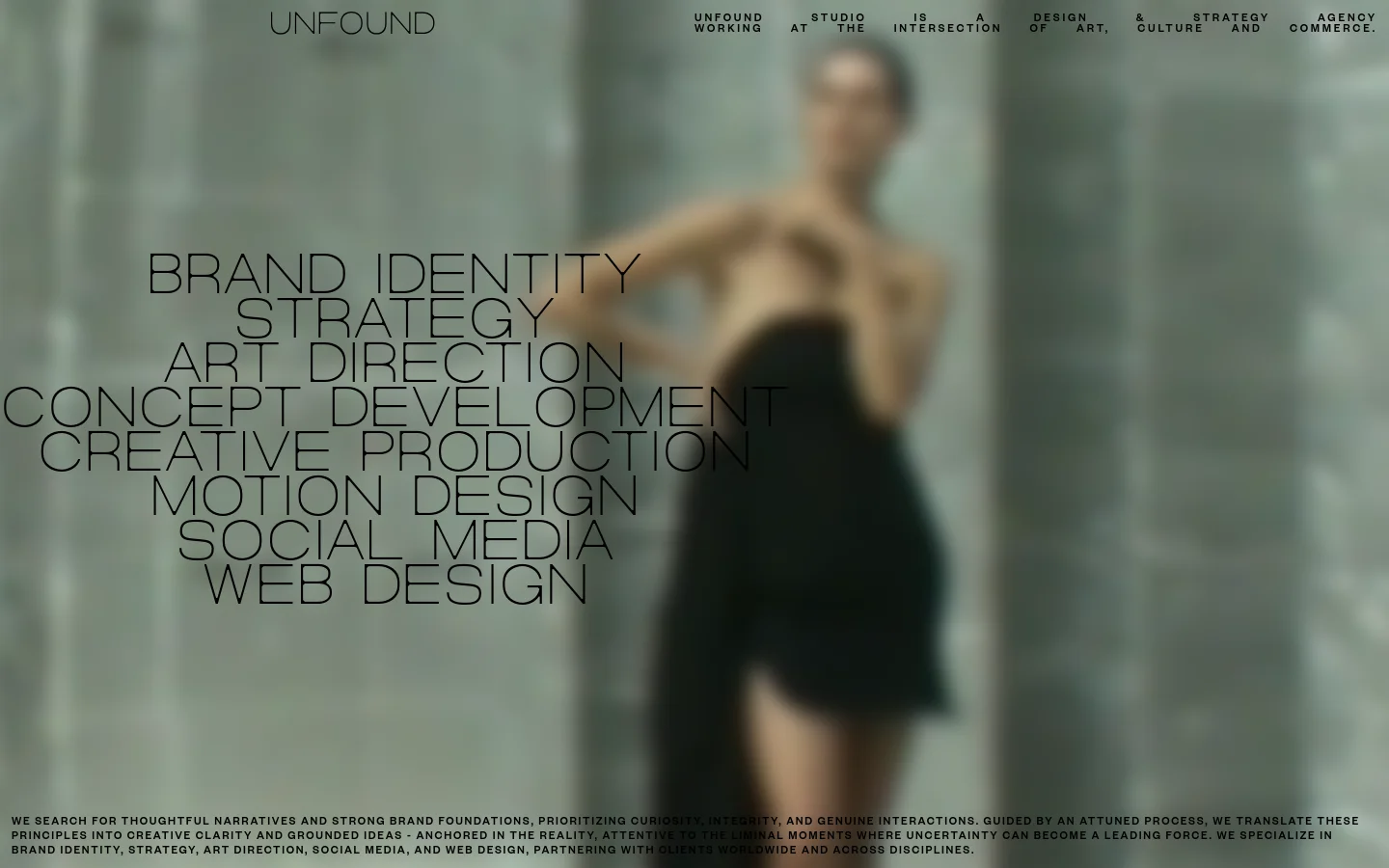 Unfound Studio homepage desktop website screenshot