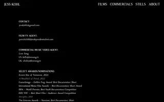 Jess Kohl homepage website preview