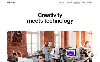Cuberto homepage website preview