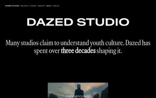 Dazed Studio homepage website preview