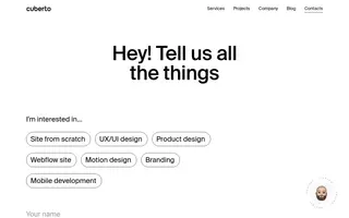 Cuberto homepage website preview