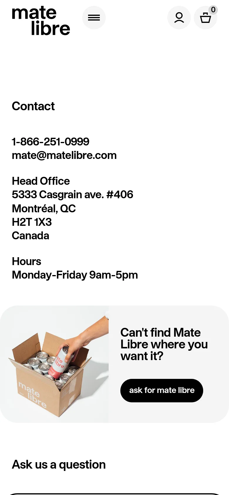 Mate Libre Contact mobile website screenshot