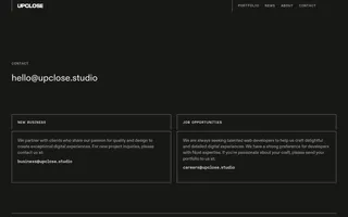 UPCLOSE homepage website preview