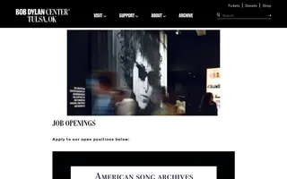 Bob Dylan Center homepage website preview