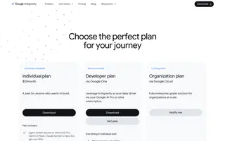Google Antigravity homepage website preview