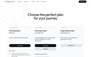 Google Antigravity homepage website preview