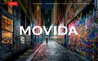 MoVida homepage website preview