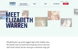 Warren for Senate homepage website preview