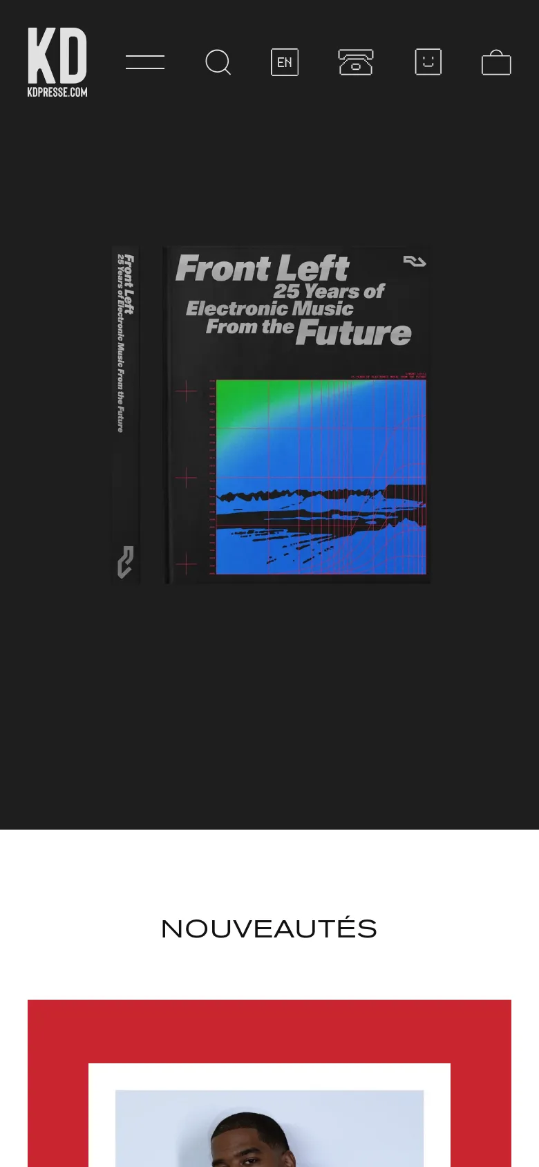The mobile version uses a simplified layout with a centered logo and a hamburger menu icon at the top. The hero image of the magazine is scaled to fit the screen width, and content is stacked vertically, showing magazine covers one or two at a time under the 'Nouveautés' heading.