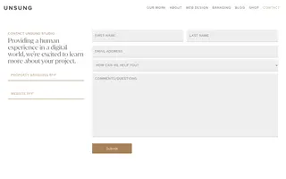 Unsung Studio homepage website preview