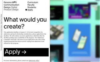 Parsons MPS Communication Design homepage website preview
