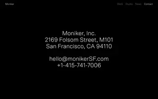 Moniker homepage website preview
