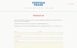 Penfold Press homepage website preview