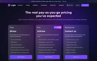 Logto homepage website preview