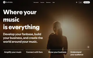 Spotify for Artists homepage website preview