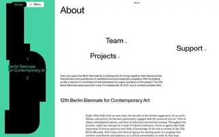 12th Berlin Biennale for Contemporary Art homepage website preview