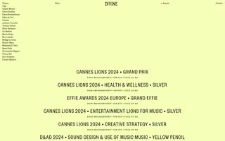 Divine homepage website preview