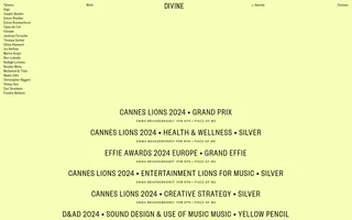Divine homepage website preview