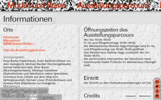 Modell und Ruine homepage website preview