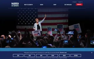 Warren for Senate homepage website preview