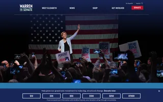 Warren for Senate homepage website preview