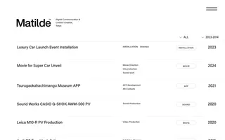 Matilde homepage website preview