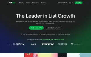 Justuno homepage website preview