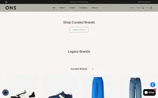 ONS Clothing homepage website preview
