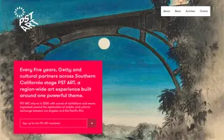 PST ART homepage website preview