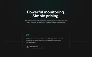 Laravel Nightwatch homepage website preview