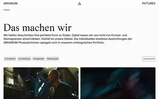 Arkanum Pictures homepage website preview