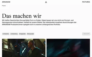 Arkanum Pictures homepage website preview