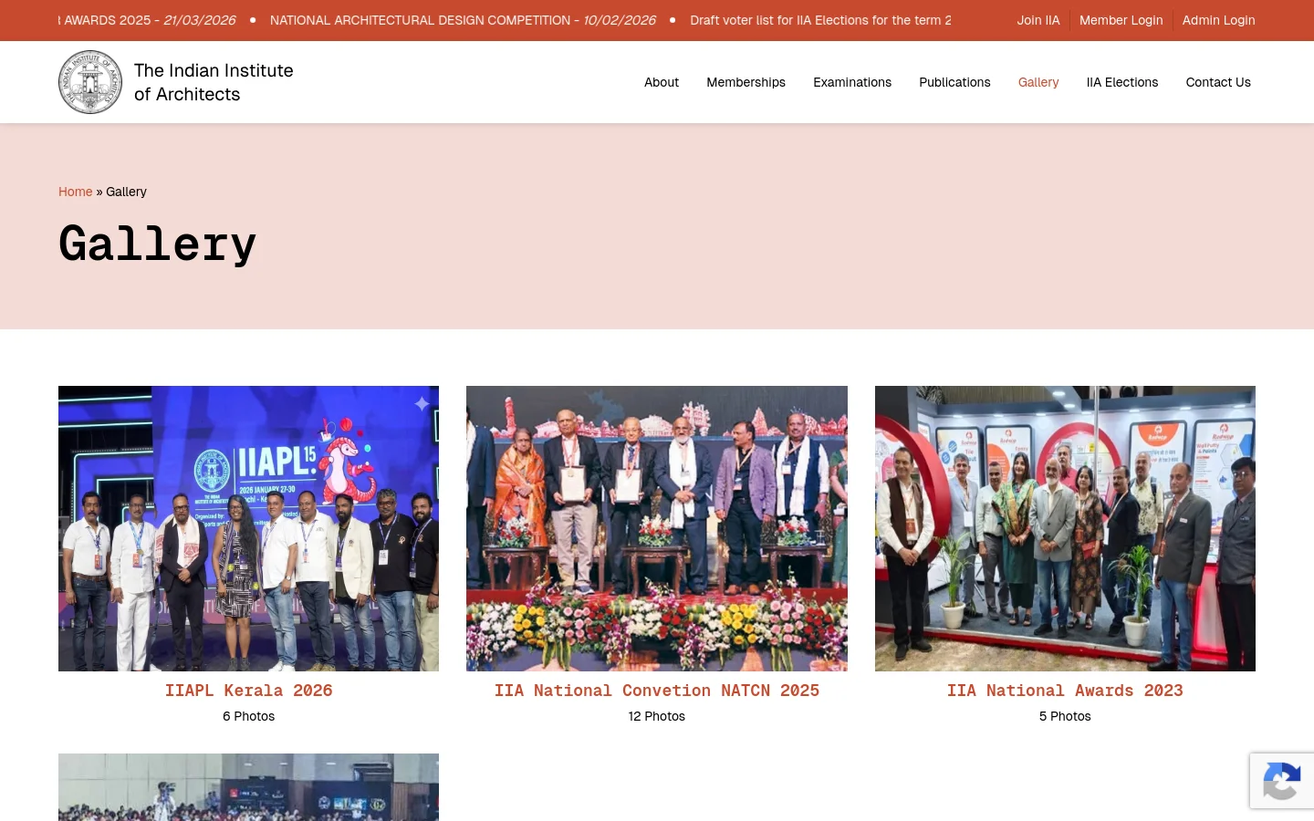 The Indian Institute of Architects Portfolio desktop website screenshot