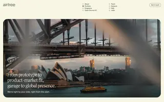 Airtree homepage website preview
