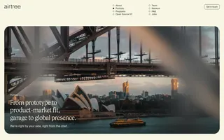 Airtree homepage website preview