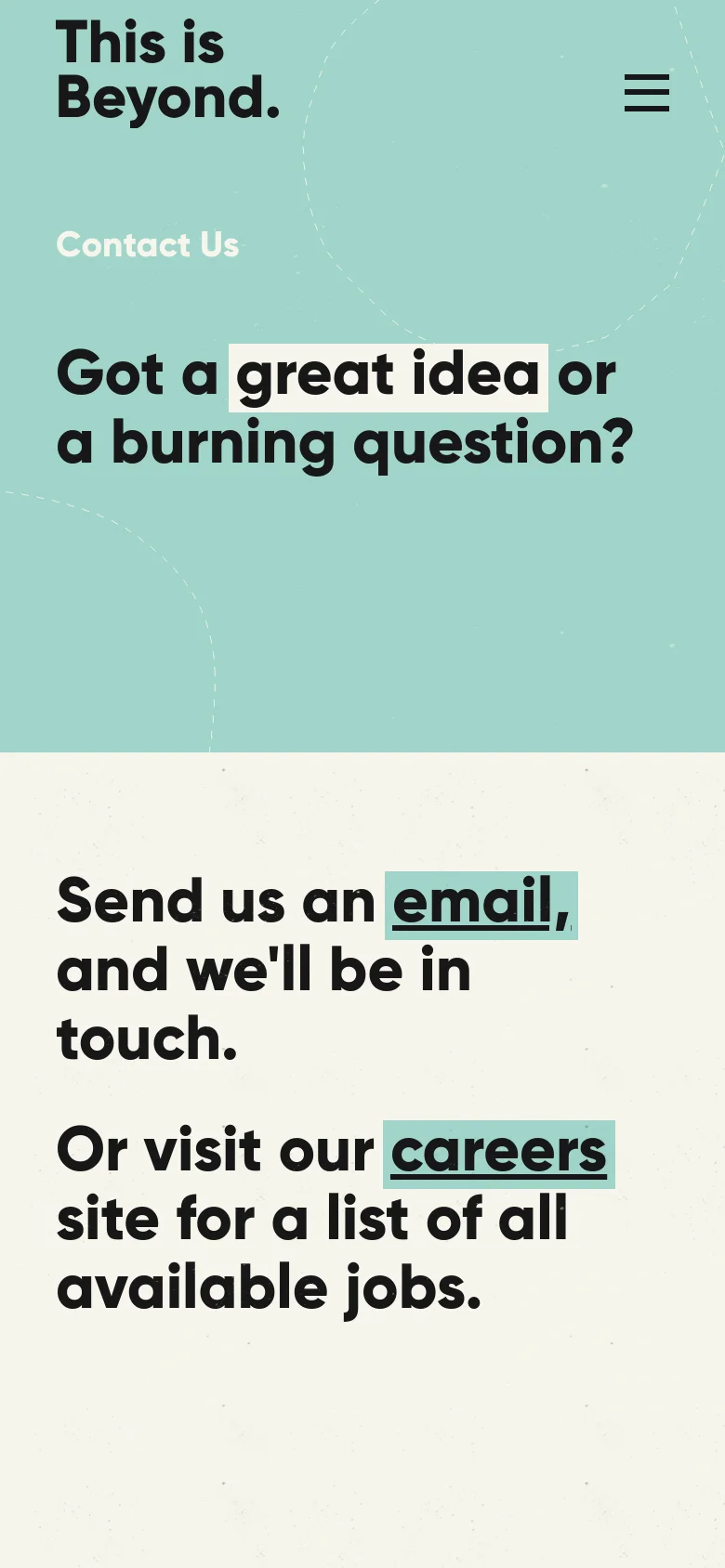 This is Beyond Careers mobile website screenshot