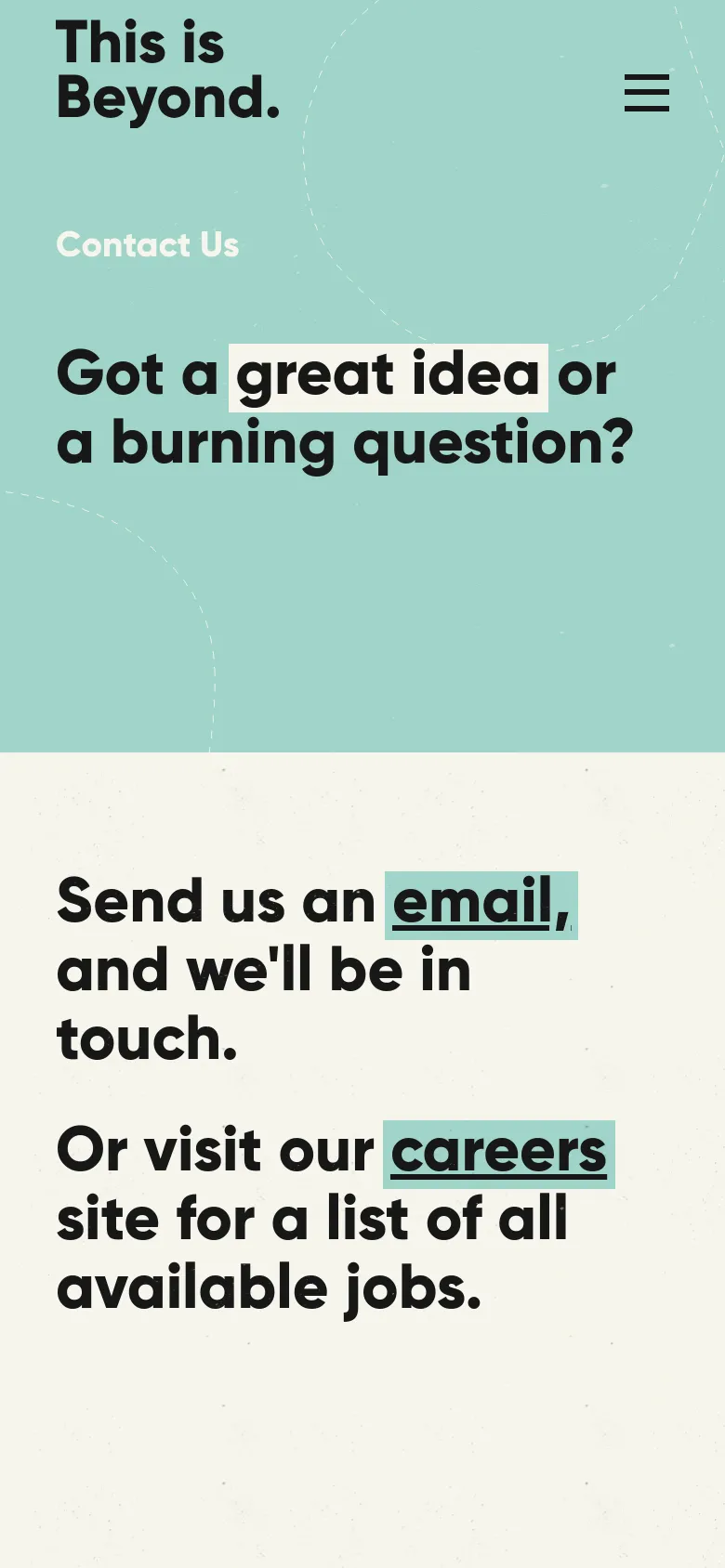 This is Beyond Careers mobile website screenshot