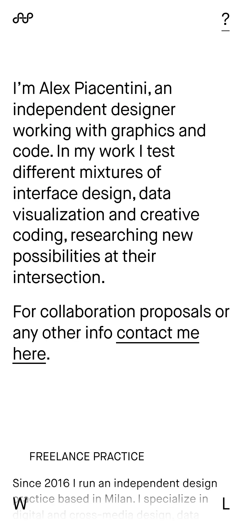 Alex Piacentini About Us mobile website screenshot