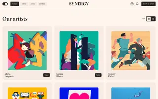 Synergy Art homepage website preview