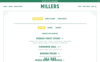 Millers All Day homepage website preview