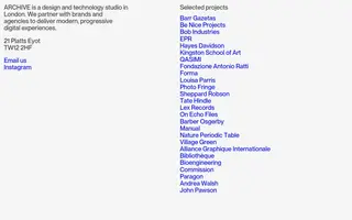 ARCHIVE homepage website preview