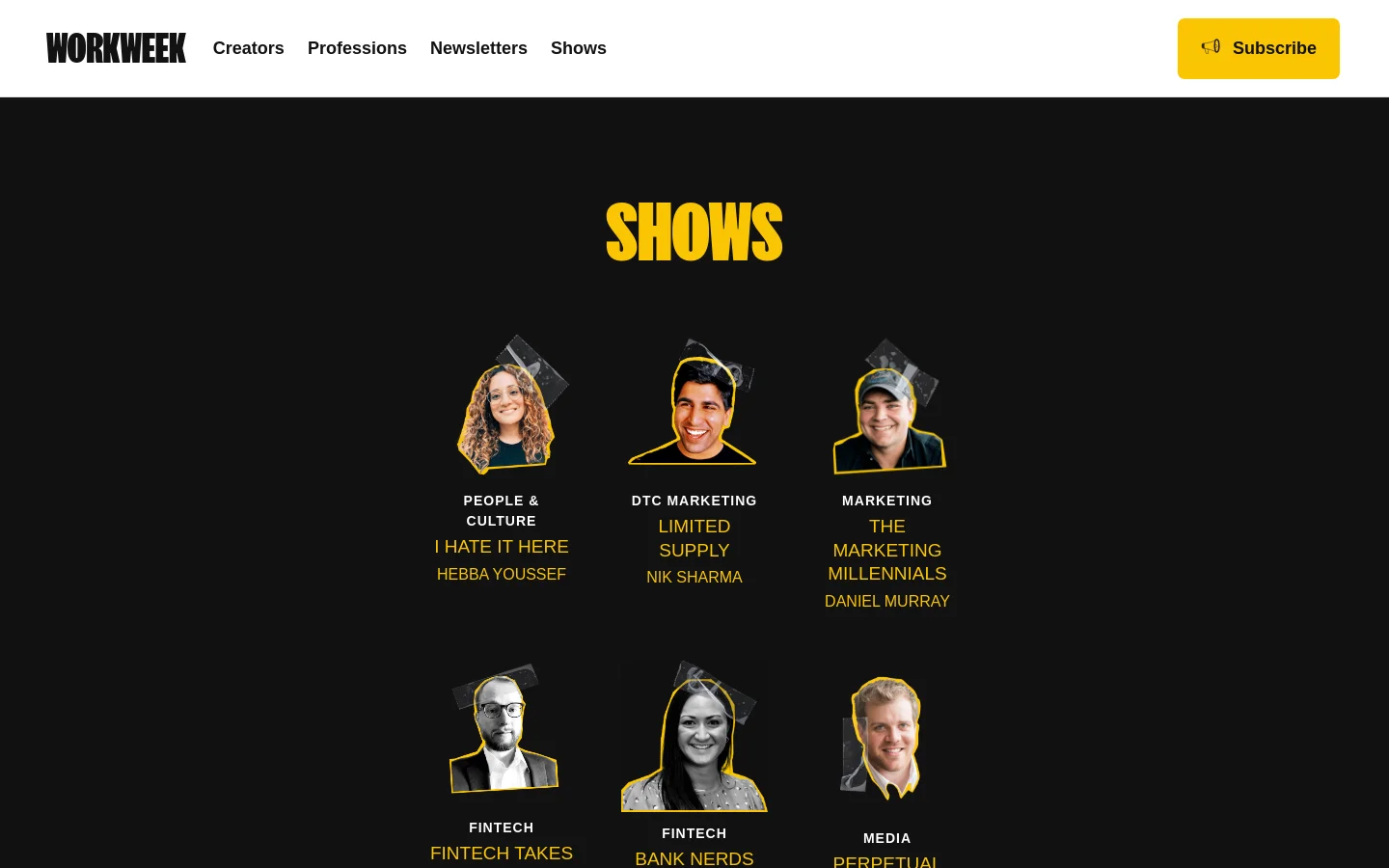 Workweek Portfolio desktop website screenshot