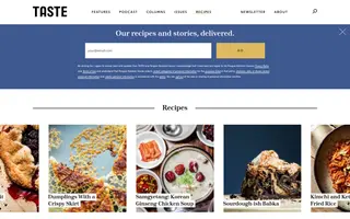 TASTE homepage website preview