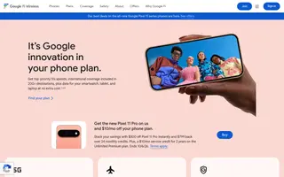 Google Fi Wireless homepage website preview