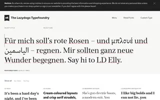 The Lazydogs Typefoundry homepage website preview
