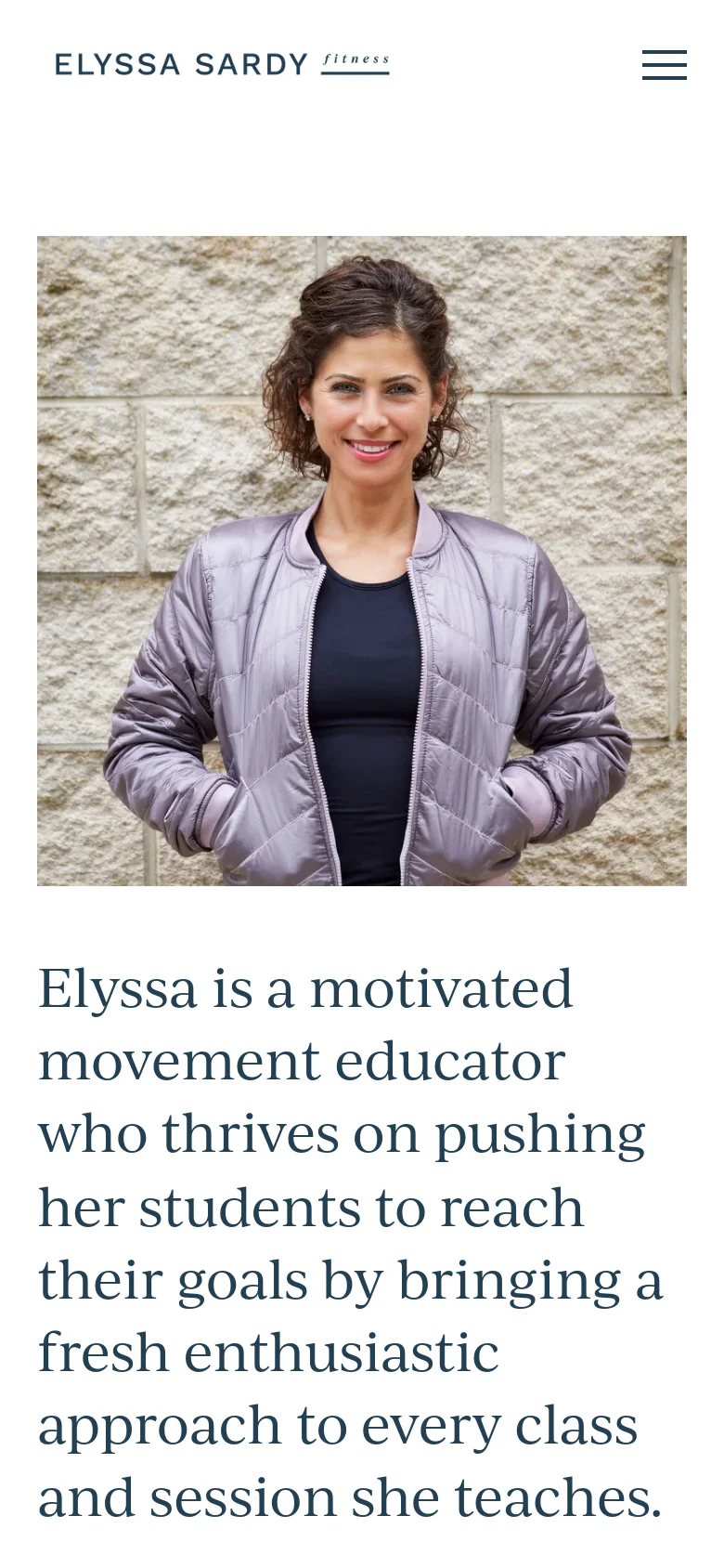 Elyssa Sardy Fitness About Us mobile website screenshot